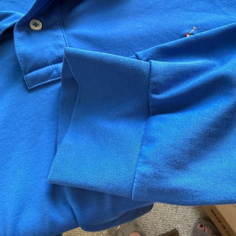 Polo Ralph Lauren Pima Soft Touch Long Sleeve Polo Shirt Blue XXL Mens - Picture 5 of 9